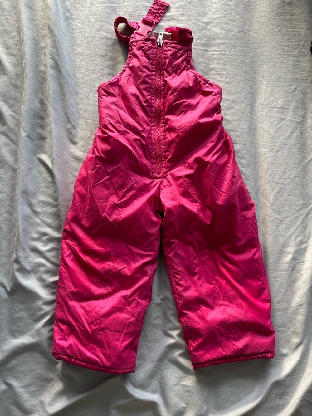 Children's Waterproof Pink Snow Overalls with Adjustable Straps